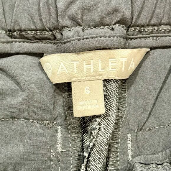 Athleta Bali Linen Ankle Cuffed Pants. Gray. Size 6. - Picture 6 of 9